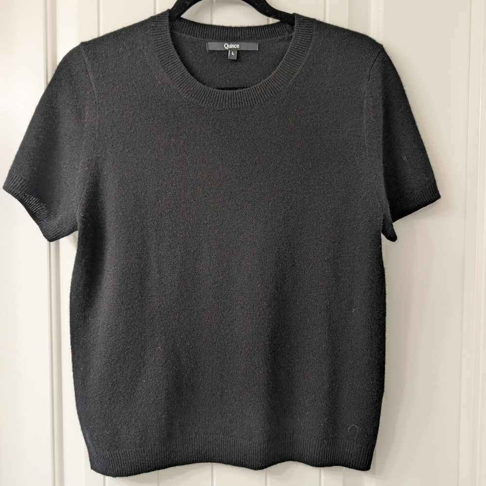 Quince Black Mongolian Cashmere Tee
